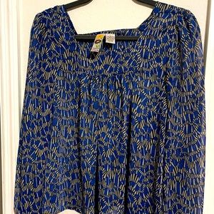 Women’s blue & black designed blouse, size small